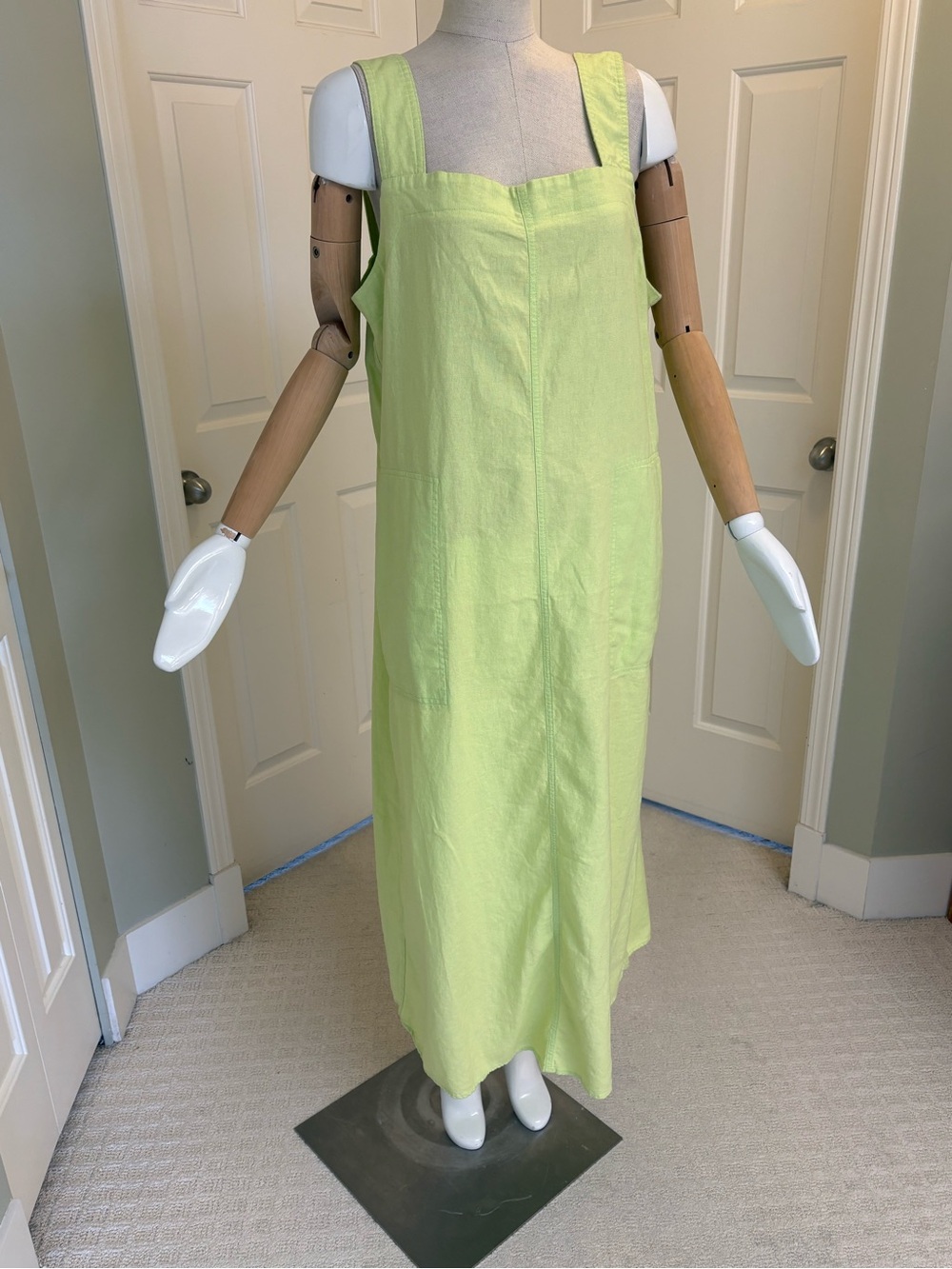 Sigrid Olsen Lime Green Linen-Blend Maxi Dress Sz L